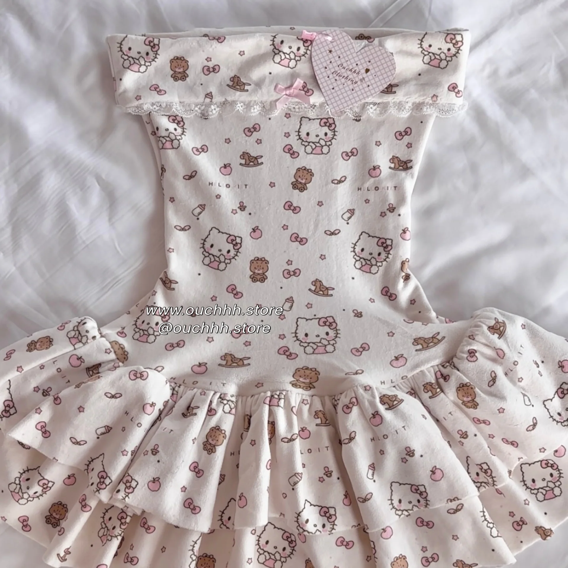 No Restock-Cookies and cream Hourglass Fold Over Tube Mini Dress