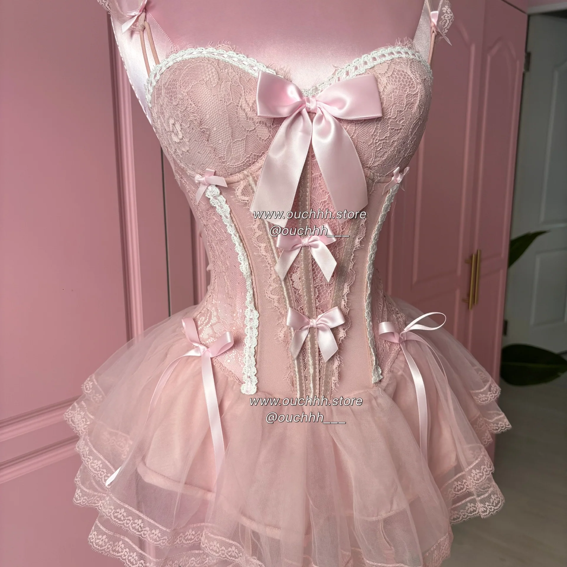 Ballerina Puppet Corset Mini Dress (Dusty Pink)