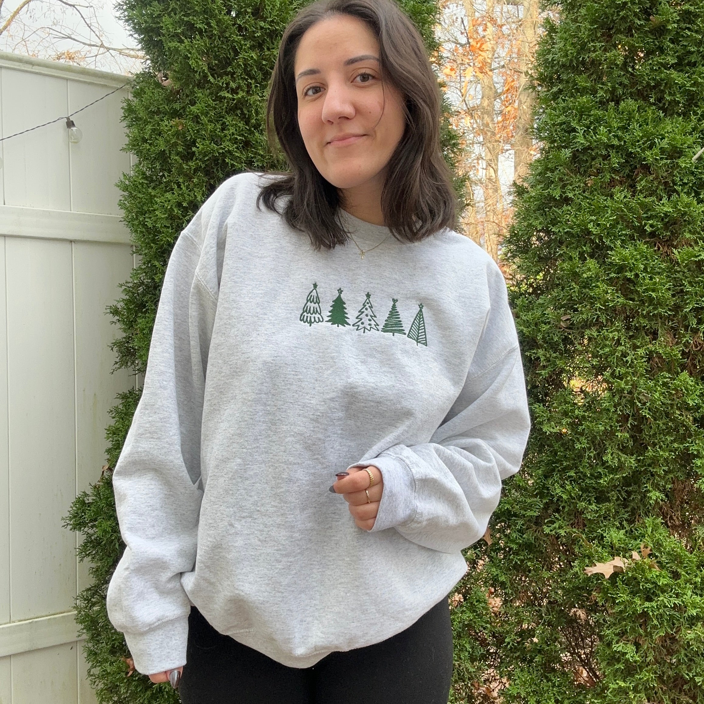 Embroidered Trees Crewneck