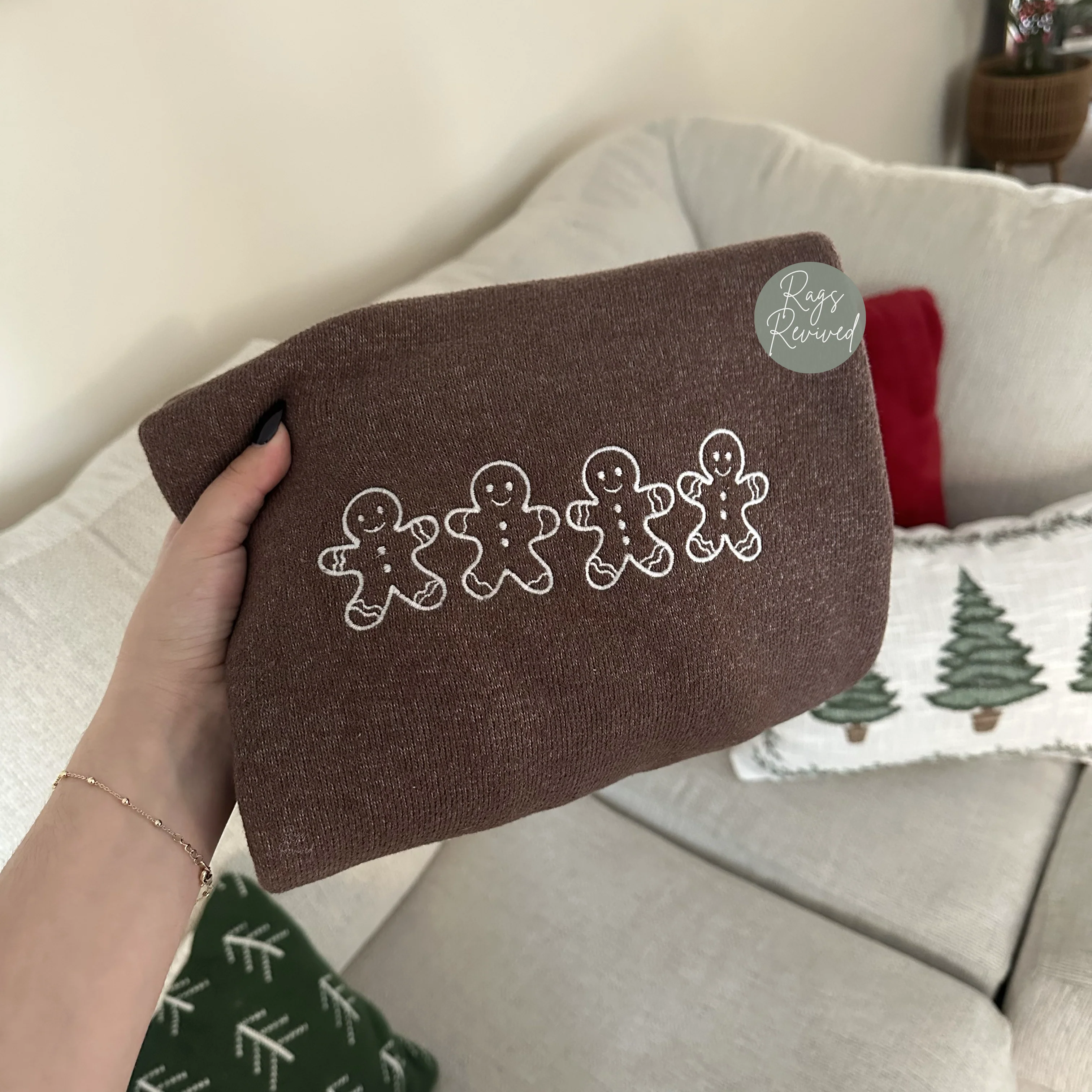 Embroidered Gingerbread Sweater