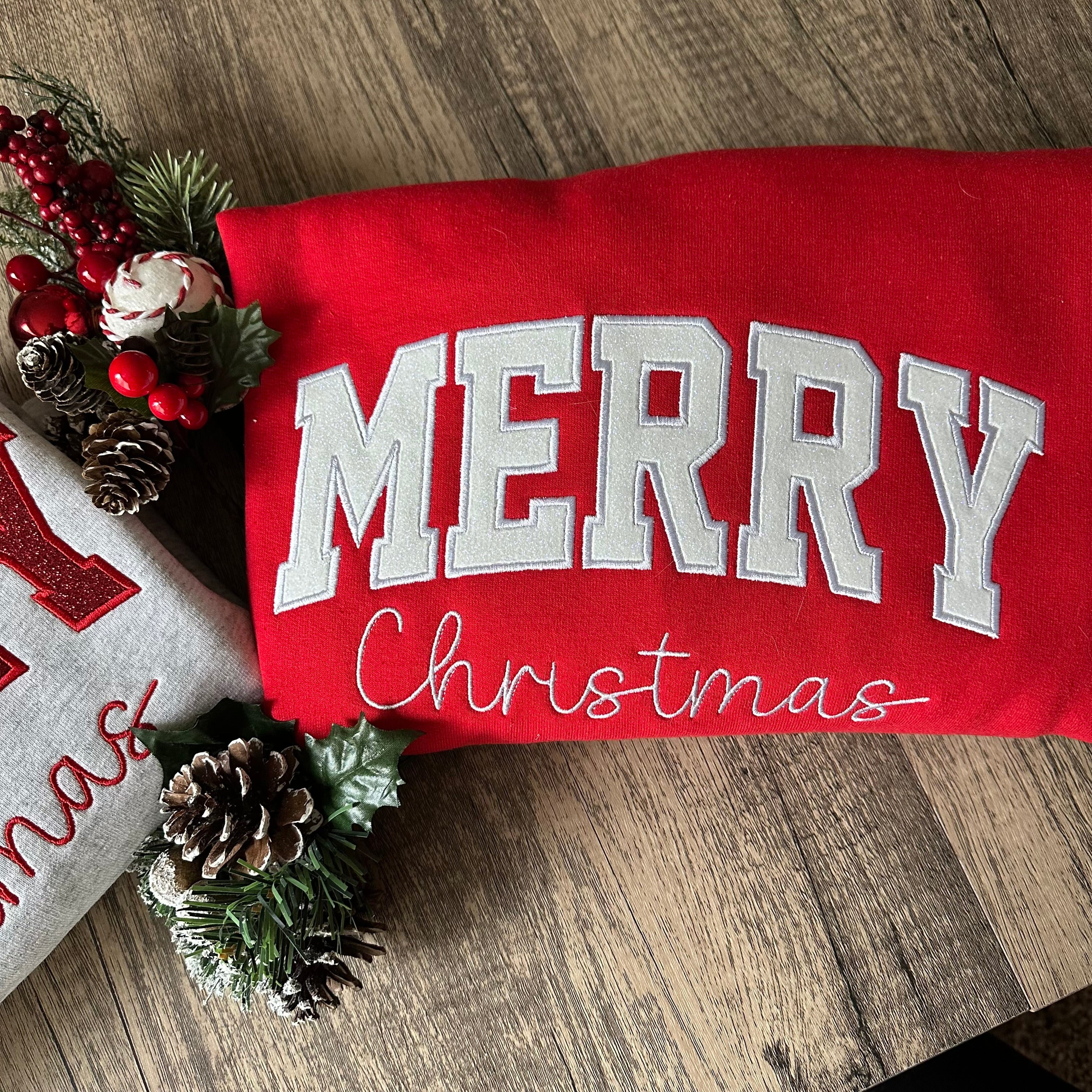 Merry Christmas Glitter Sweatshirt (Toddler, Youth, Adult)