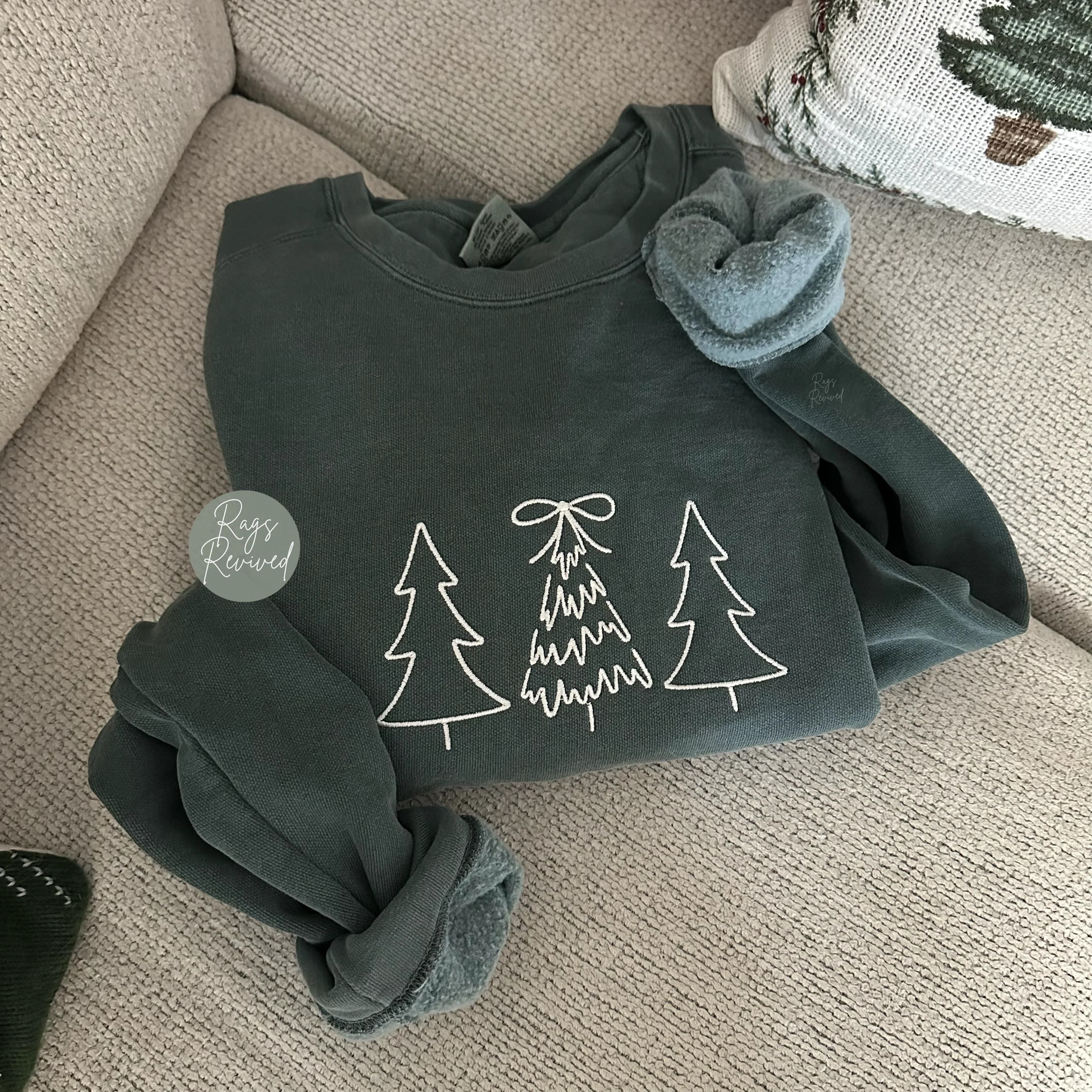 Embroidered Christmas Trees Sweatshirt