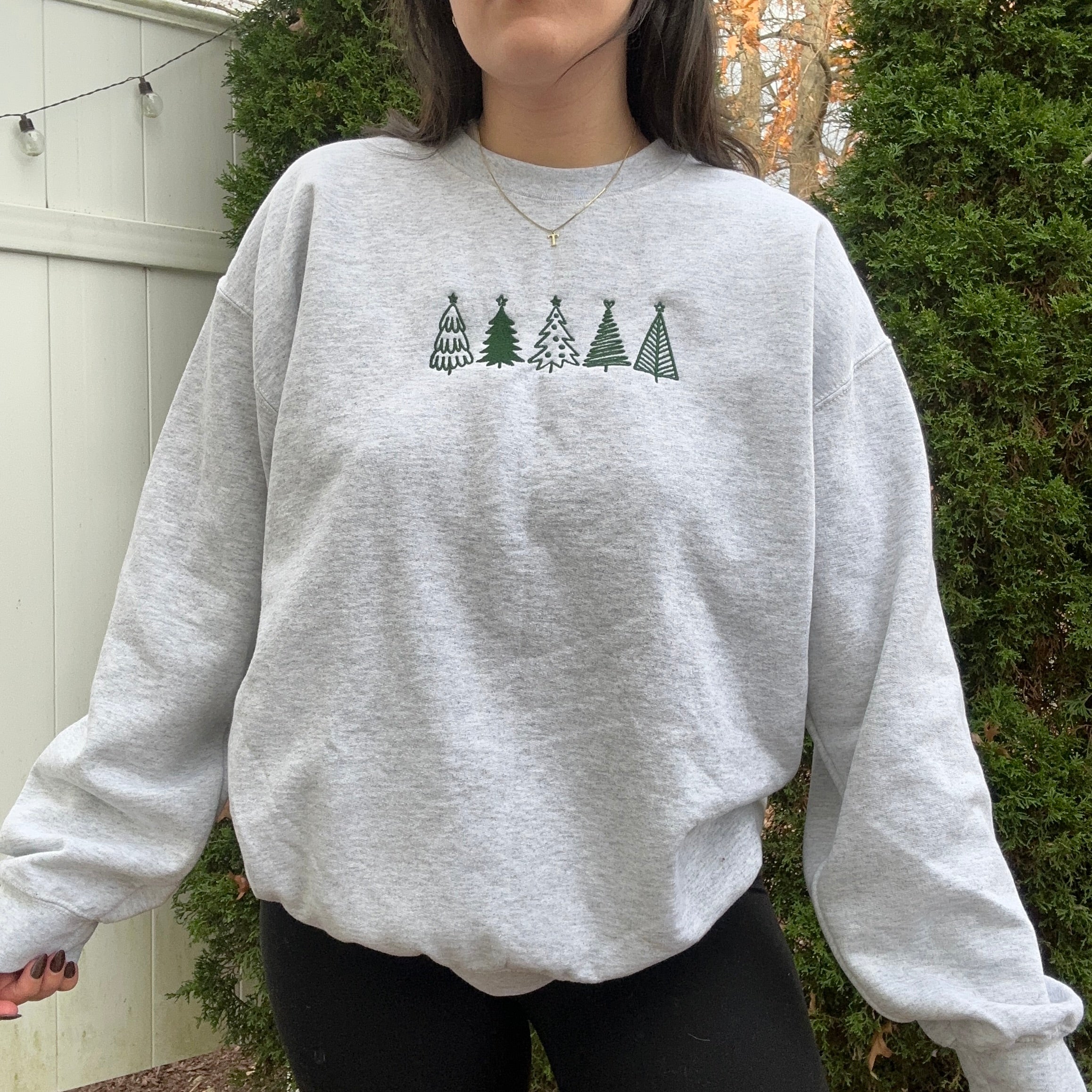 Embroidered Trees Crewneck