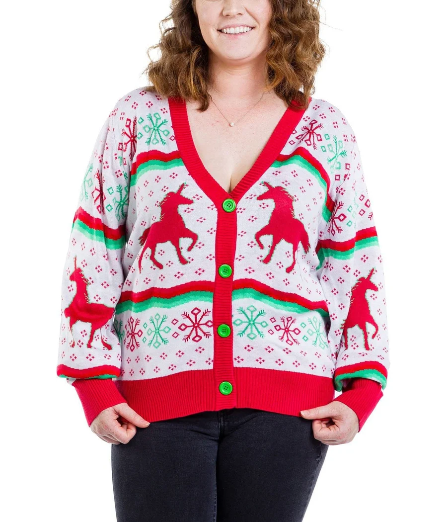 Women's Christmicorn Cardigan Sweater