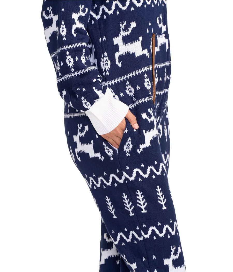 Women's Navy Fair Isle Knit Jumpsuit