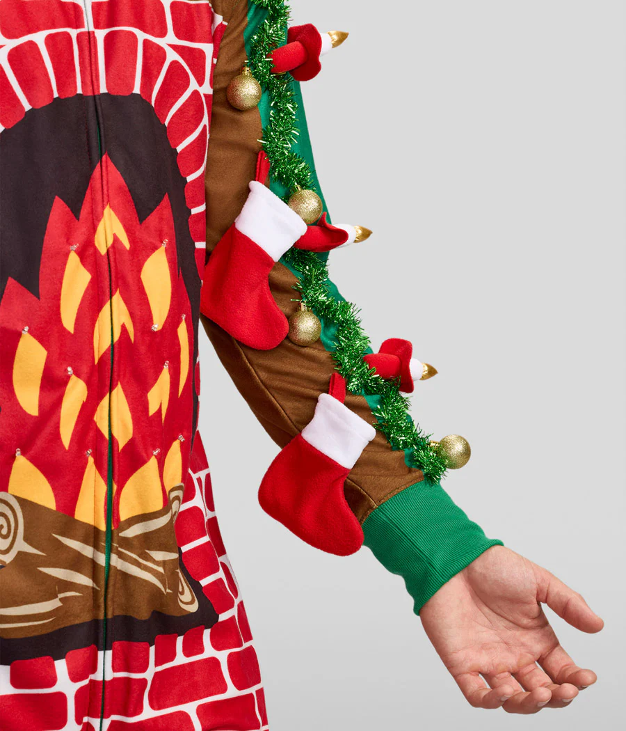 Men's Festive Fireplace Light Up Jumpsuit