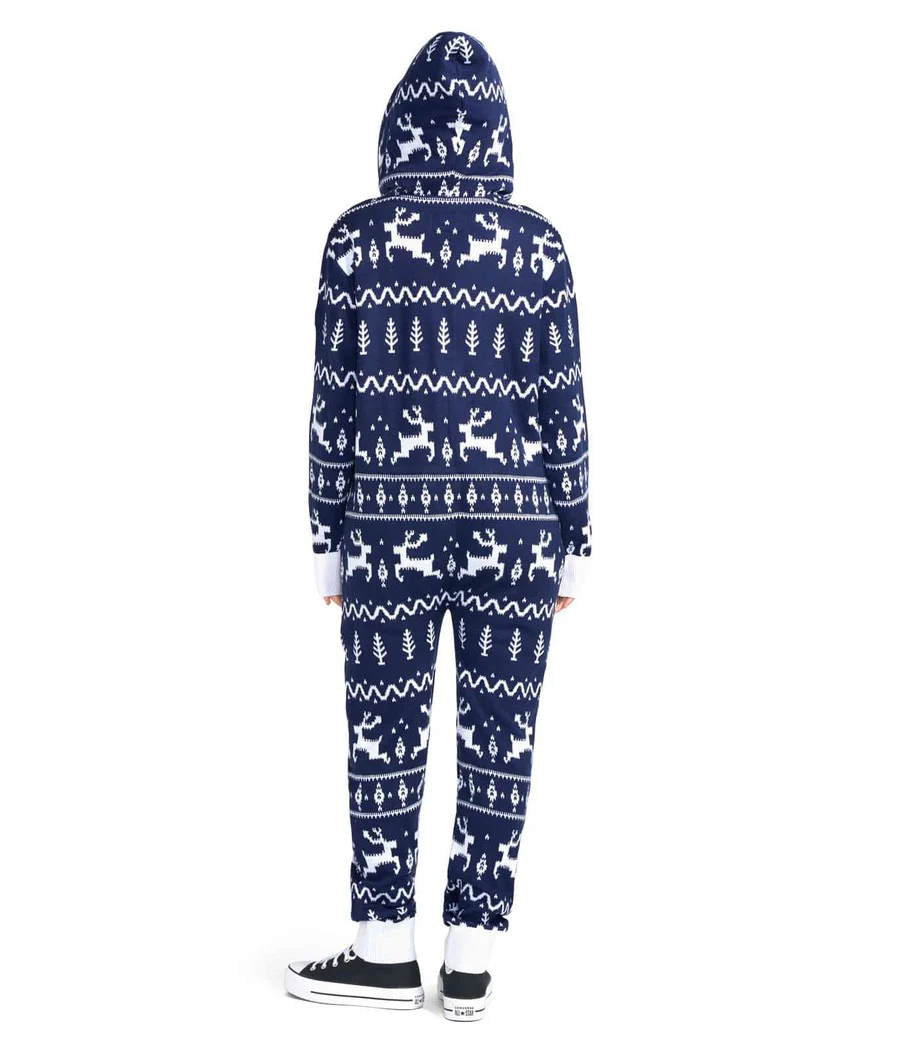 Women's Navy Fair Isle Knit Jumpsuit
