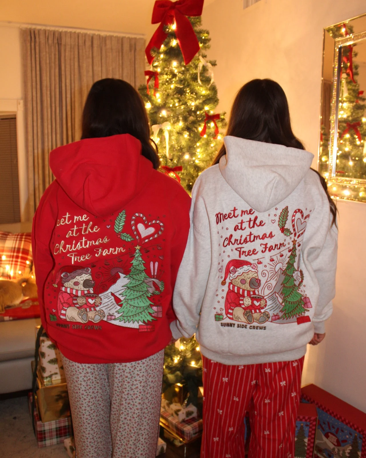 “Meet Me at The Christmas Tree Farm” Oversized “Heather” Embroidered Hoodie