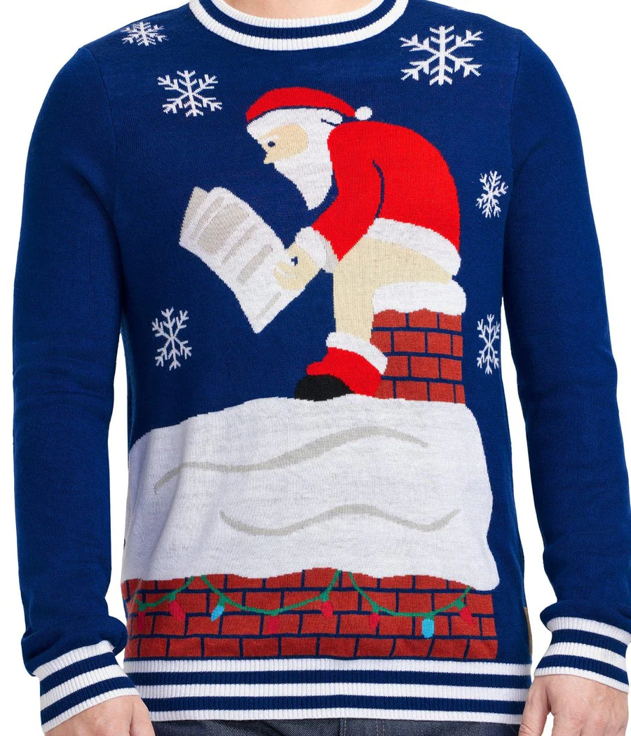 Men's Santa's Log on the Fire Ugly Christmas Sweater