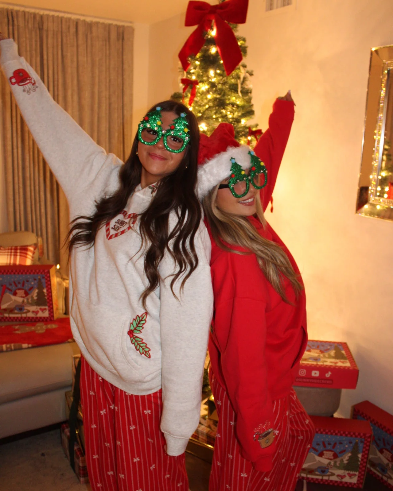 “Meet Me at The Christmas Tree Farm” Oversized “Cranberry” Embroidered Hoodie