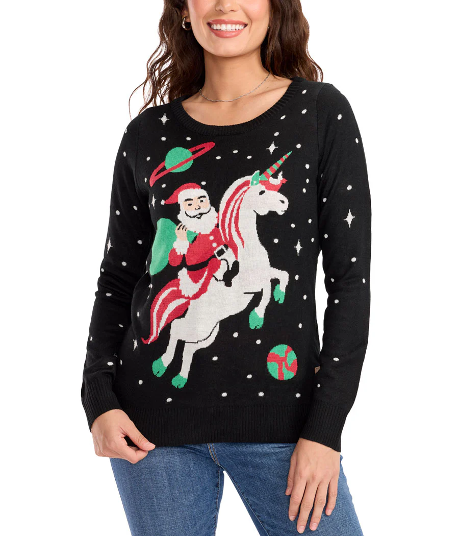 Women's Santa Unicorn Ugly Christmas Sweater
