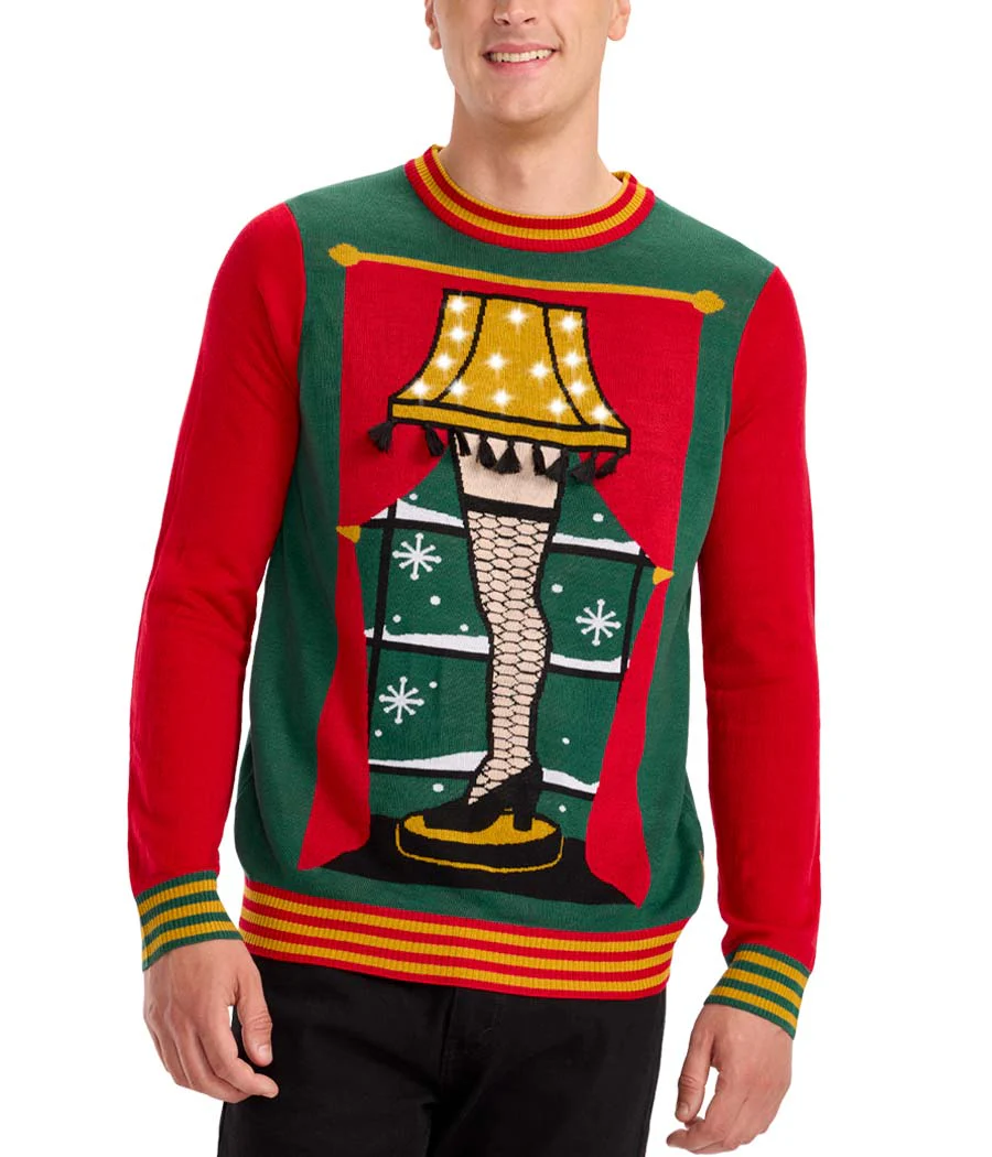 Men's Christmas Story Leg Lamp Light Up Ugly Christmas Sweater