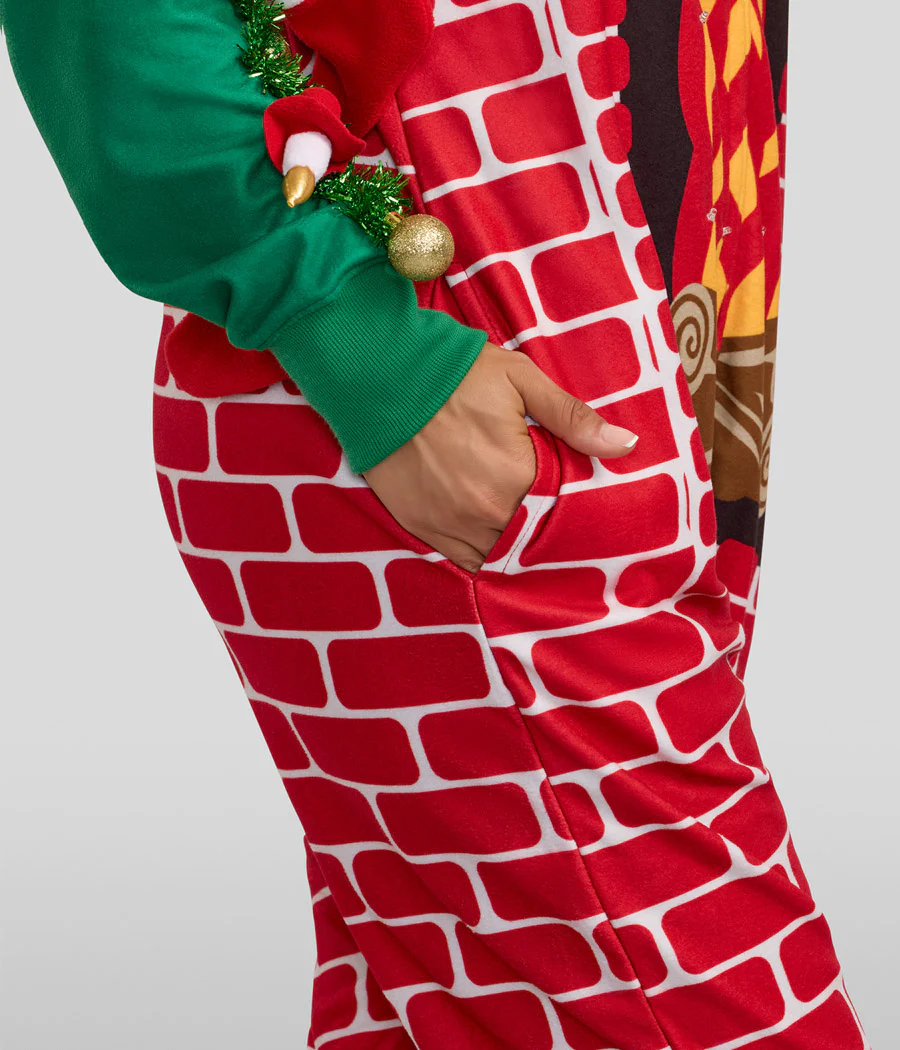 Women's Festive Fireplace Light Up Jumpsuit