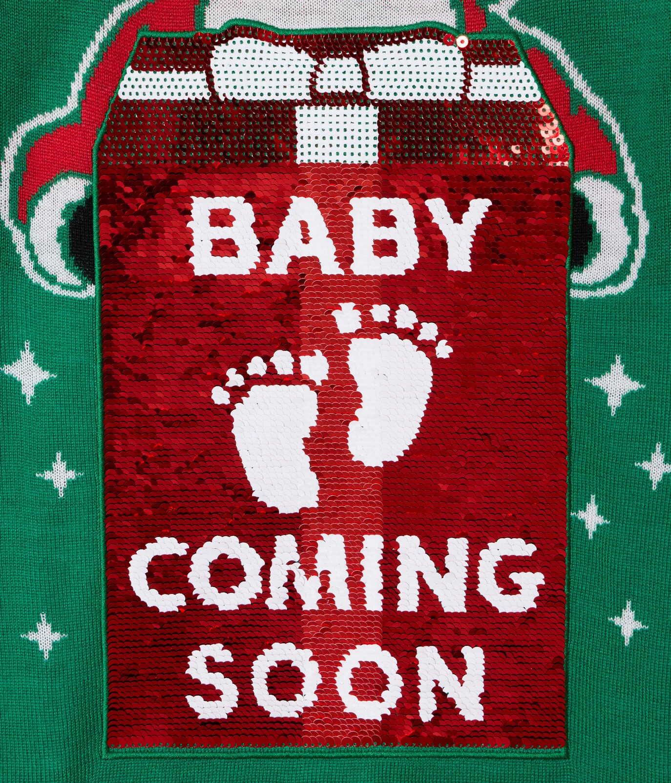 Women's Big Reveal Reversible Sequin Maternity Christmas Sweater
