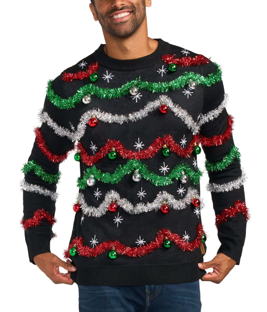 Men's Midnight Garland Light Up Ugly Christmas Sweater