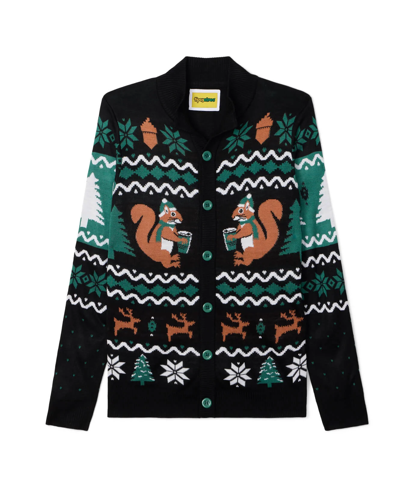 Men's Nutty Noel Ugly Christmas Cardigan Sweater