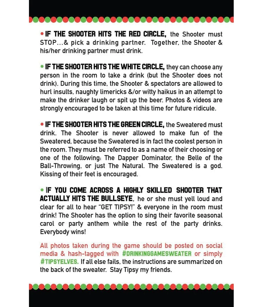 Men's Drinking Game Ugly Christmas Sweater