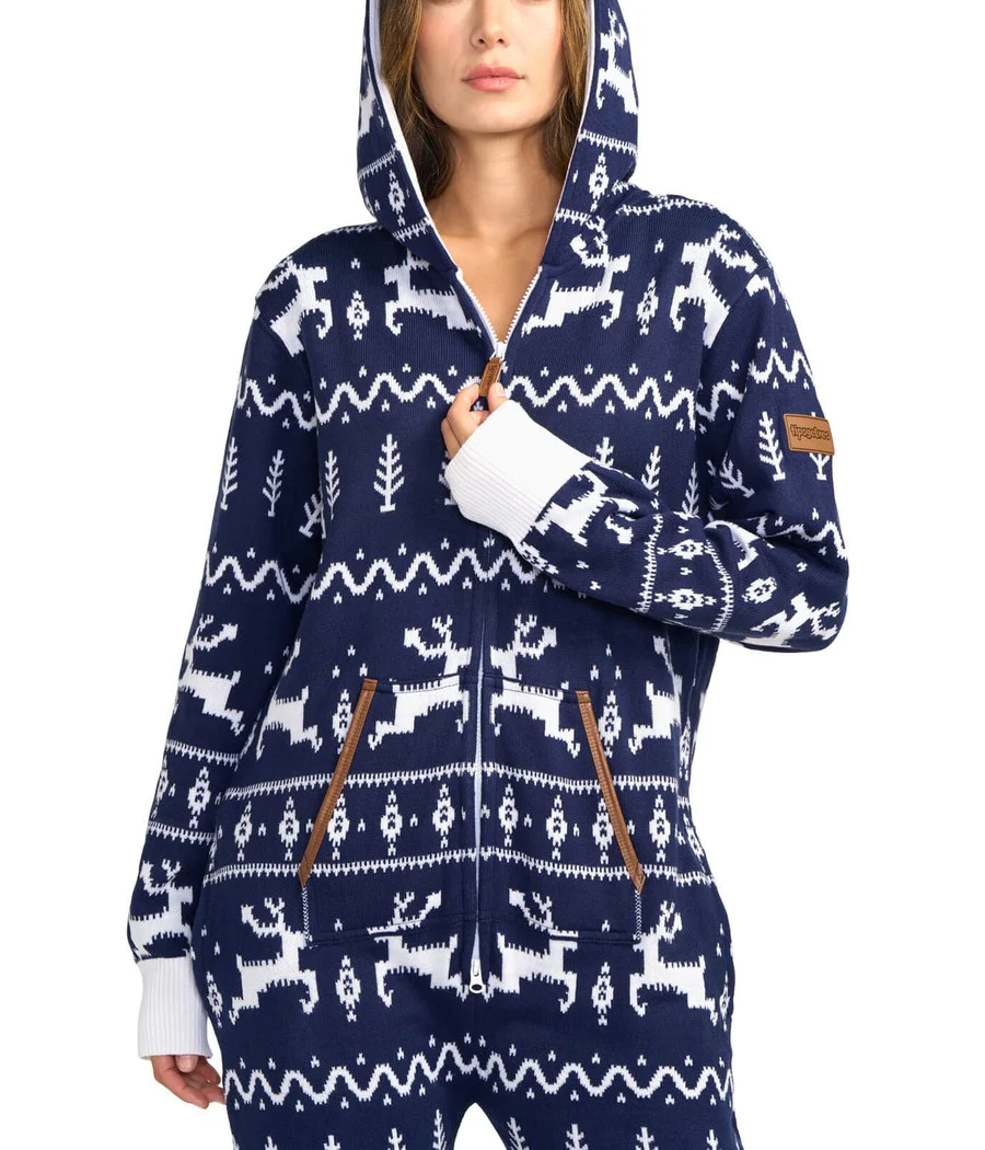 Women's Navy Fair Isle Knit Jumpsuit