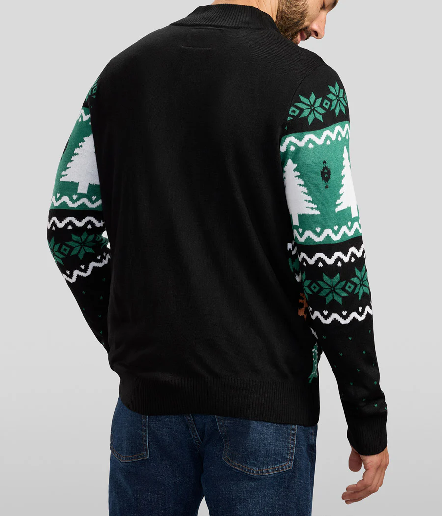 Men's Nutty Noel Ugly Christmas Cardigan Sweater