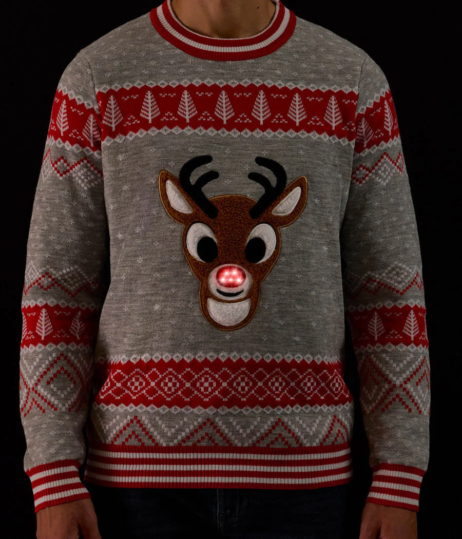 Men's Rudolph Light Up Ugly Christmas Sweater