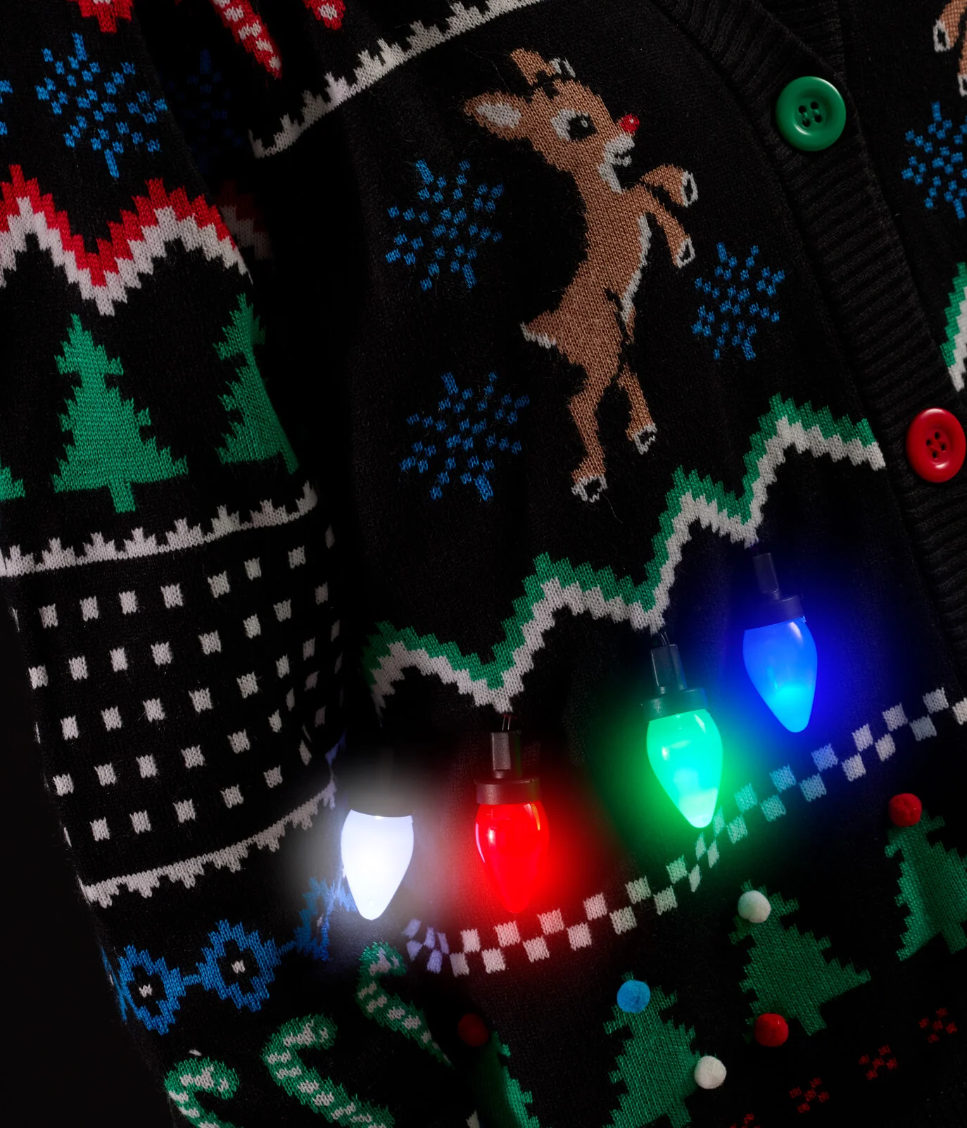 Women's Fair Isle Rudolph Light Up Christmas Cardigan Sweater