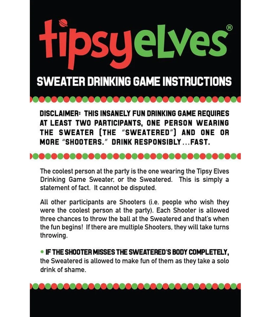 Men's Drinking Game Ugly Christmas Sweater