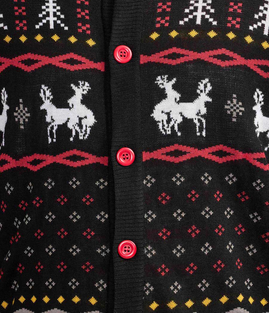 Men's Naughty Reindeer Ugly Christmas Cardigan Sweater