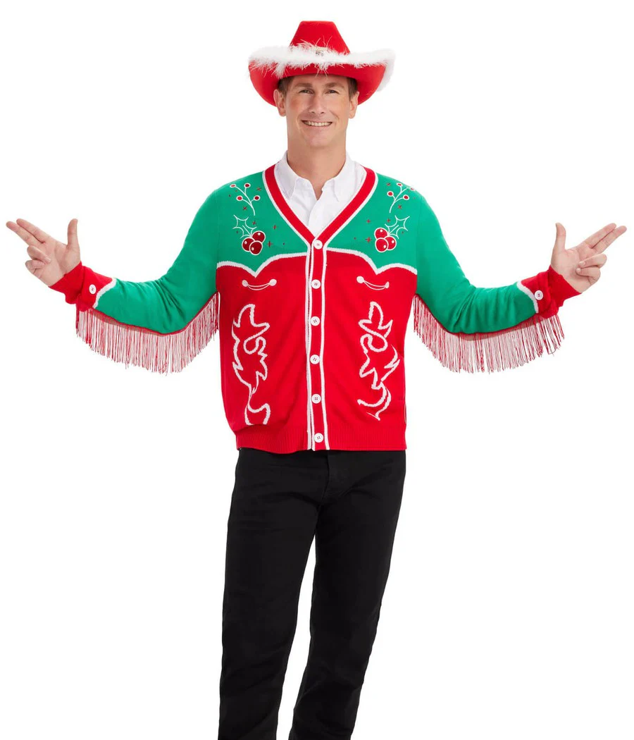 Men's Christmas Cowboy Cardigan Sweater