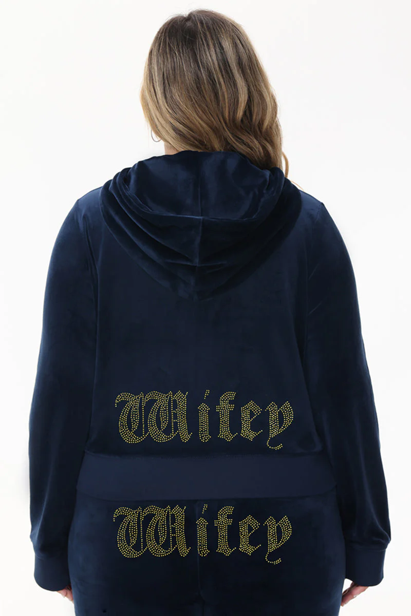 Wifey Customizable Big Bling Velour Hoodie