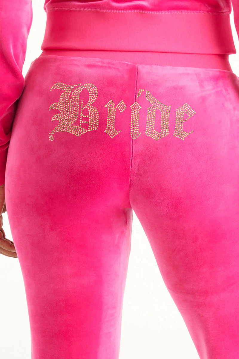 Bride Customizable Big Bling Velour Track Pants