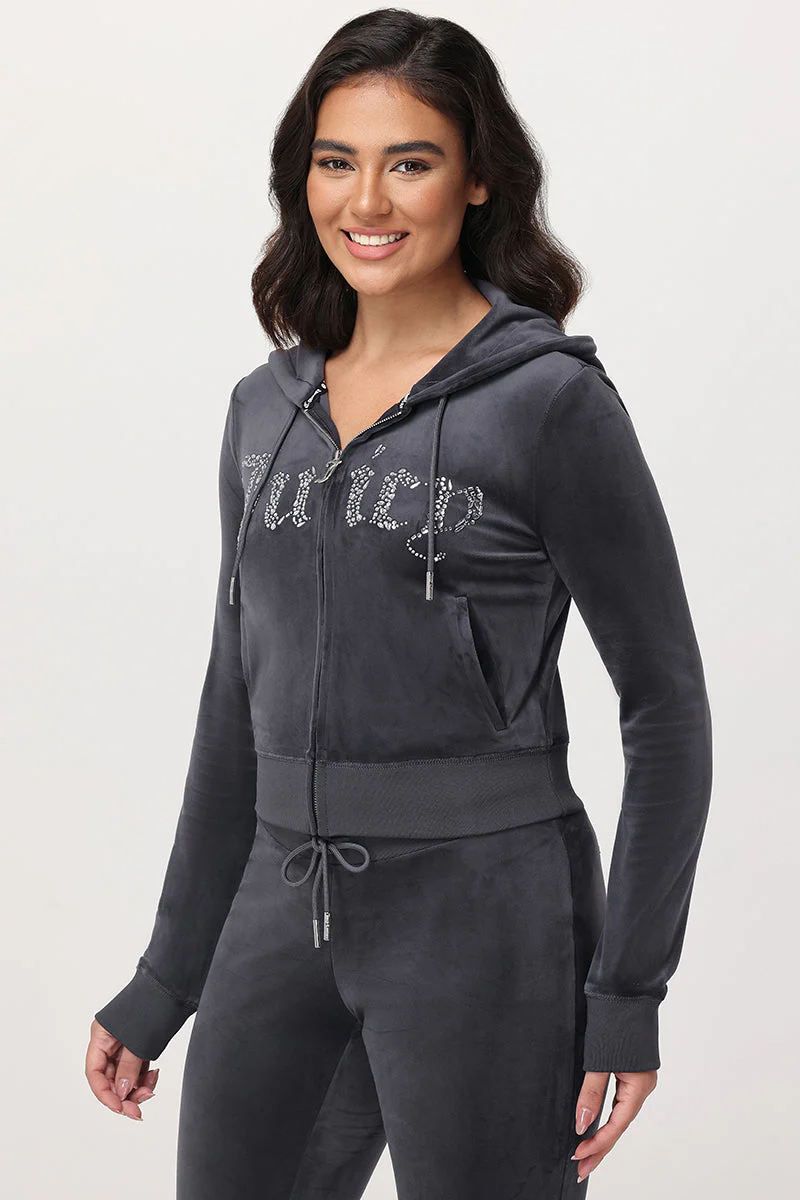Front Mixed Crystals Velour Hoodie