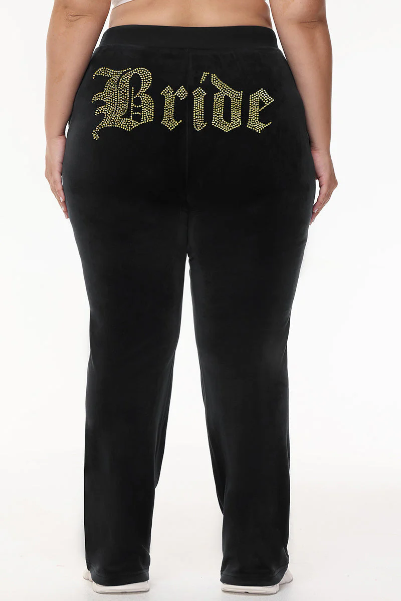 Bride Customizable Big Bling Velour Track Pants