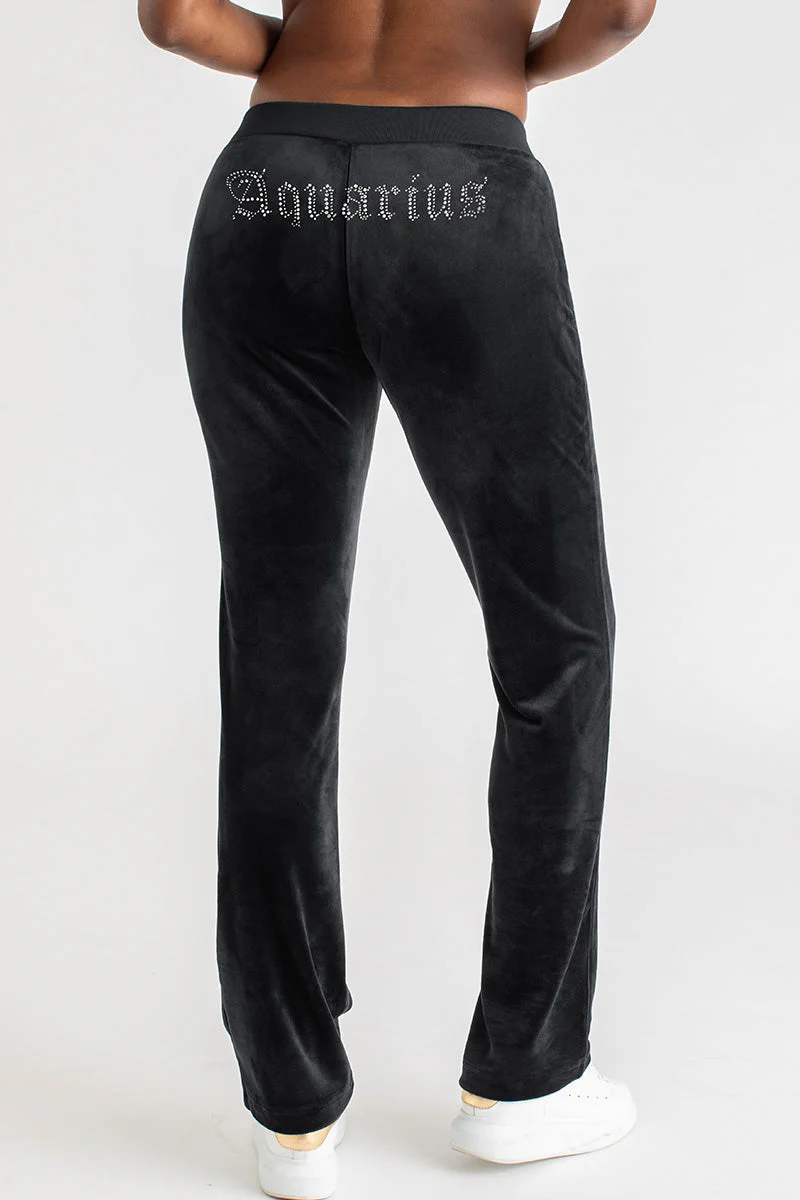 Aquarius Customizable Big Bling Velour Track Pants