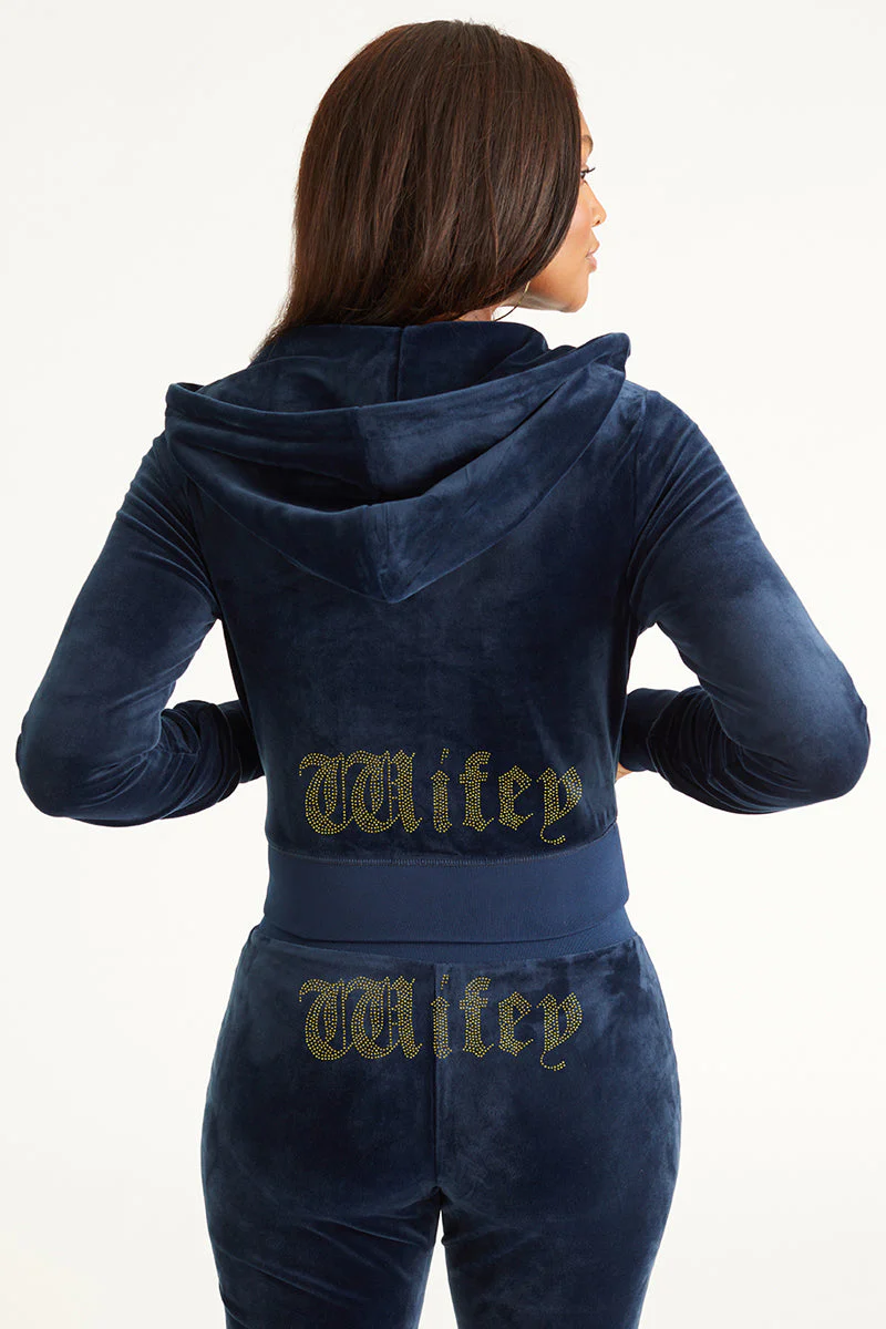 Wifey Customizable Big Bling Velour Hoodie
