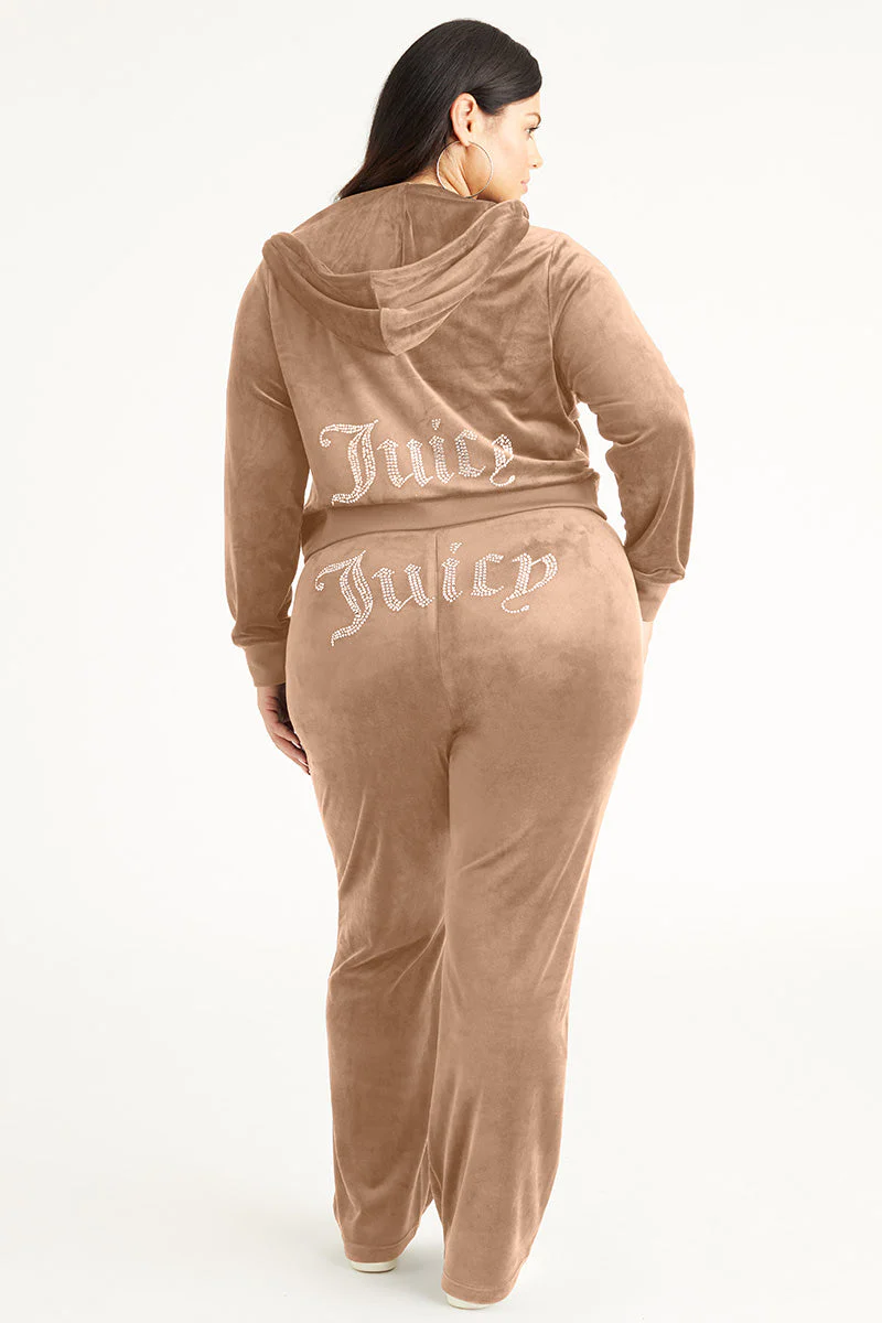 Plus-Size OG Big Bling Velour Track Pants