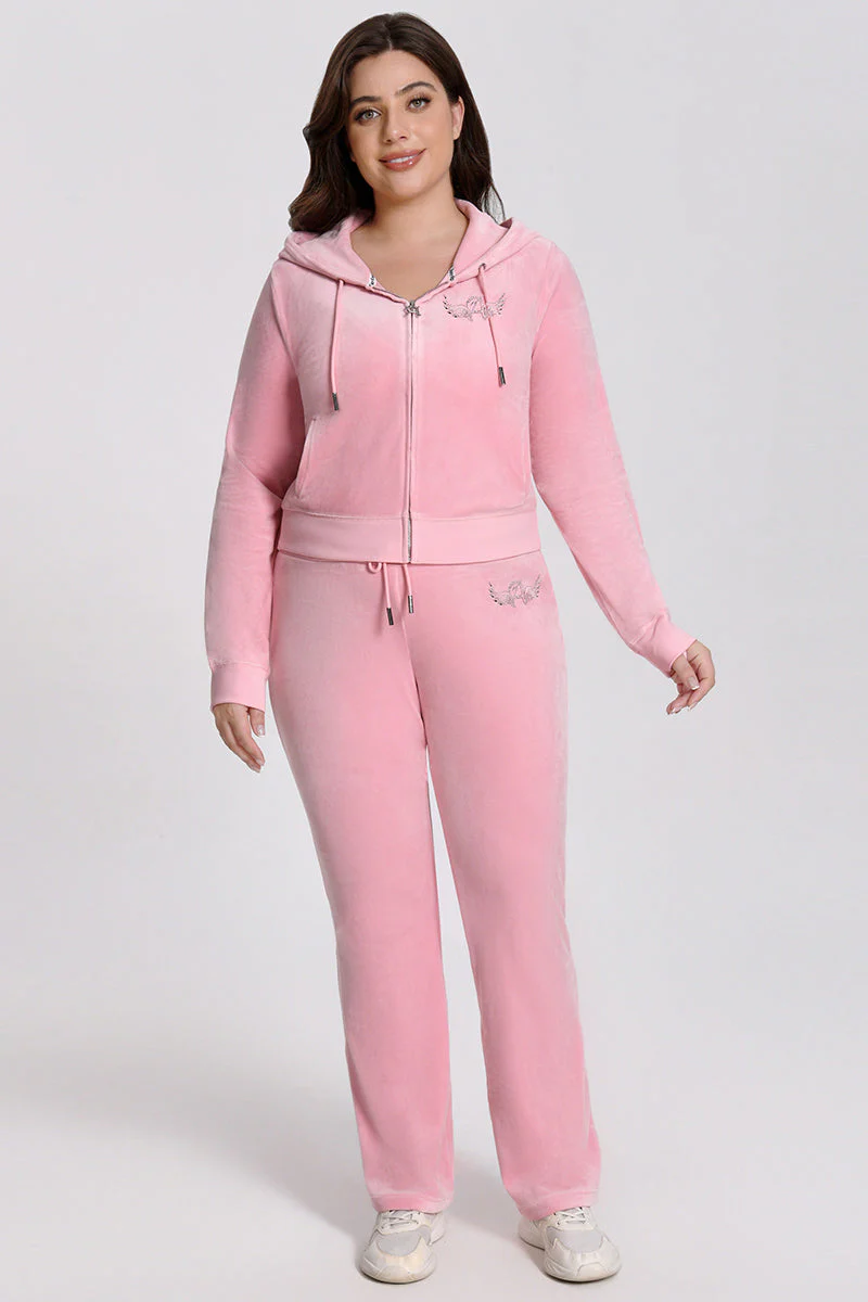 Plus-Size Angel Couture Big Bling Velour Hoodie