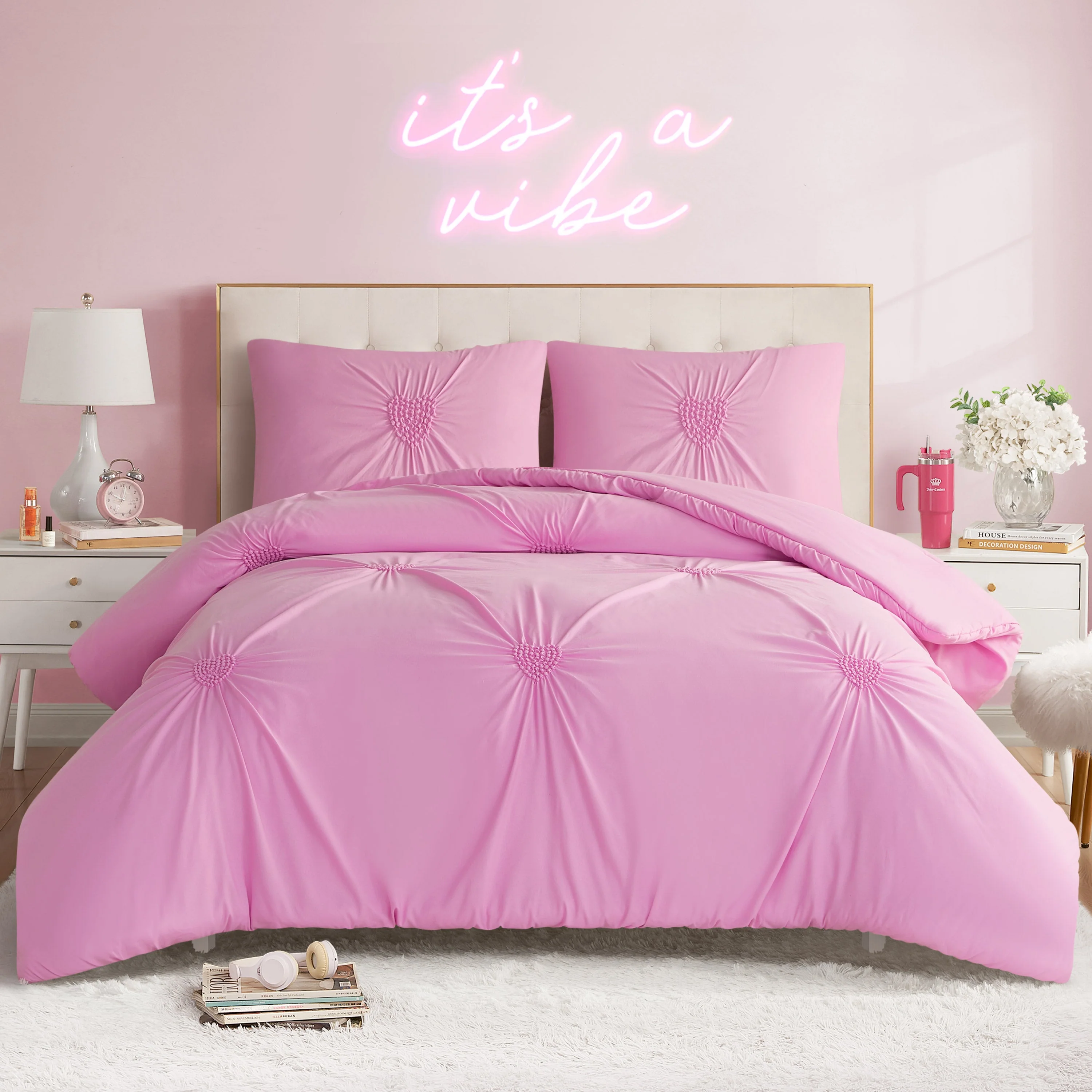 Amora Gathered Heart Comforter Set