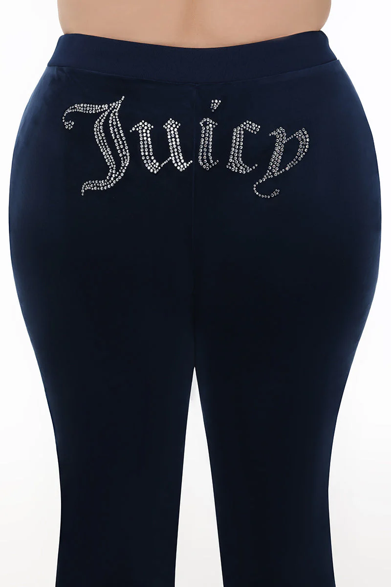 Plus-Size OG Big Bling Velour Track Pants