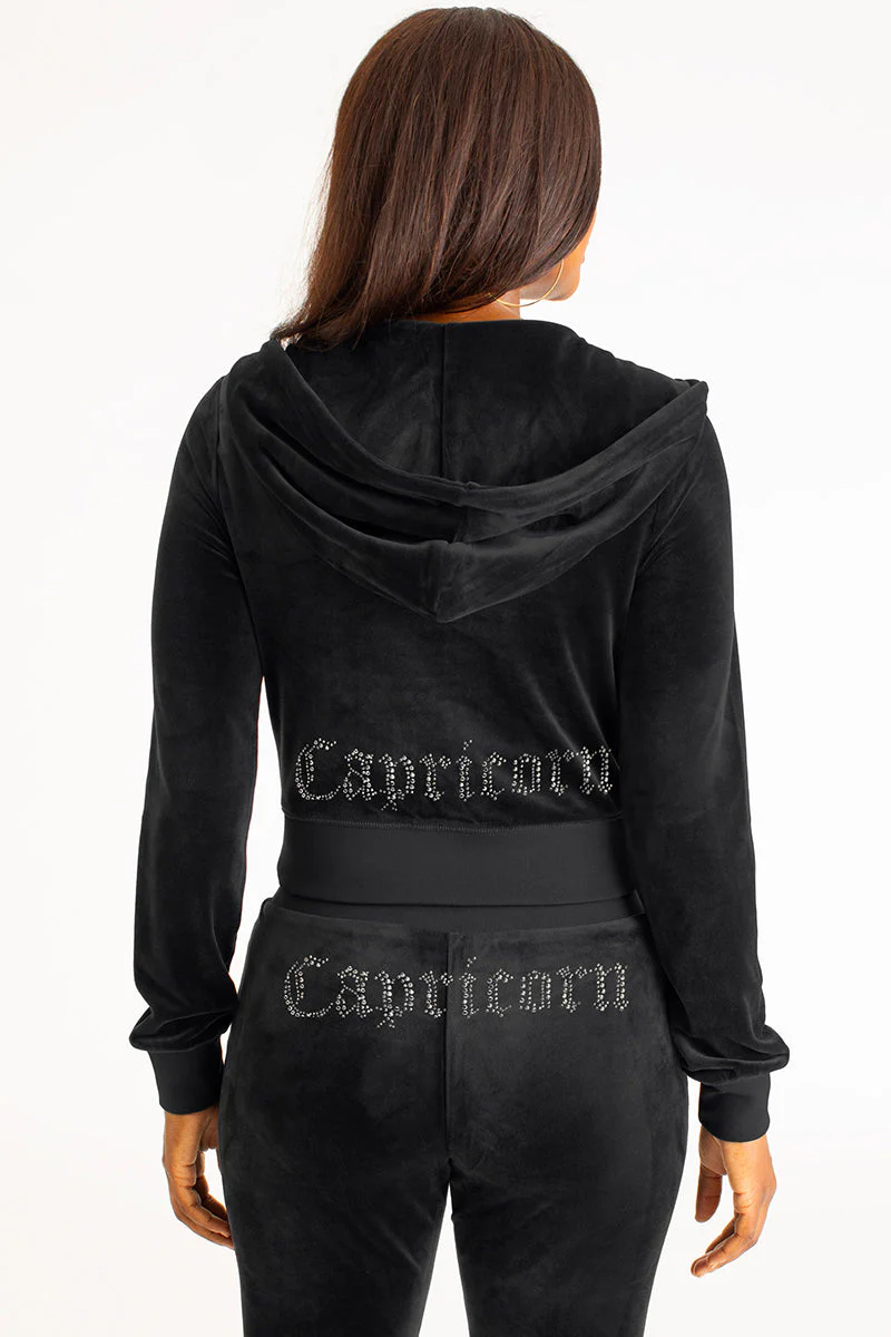 Capricorn Customizable Big Bling Velour Hoodie