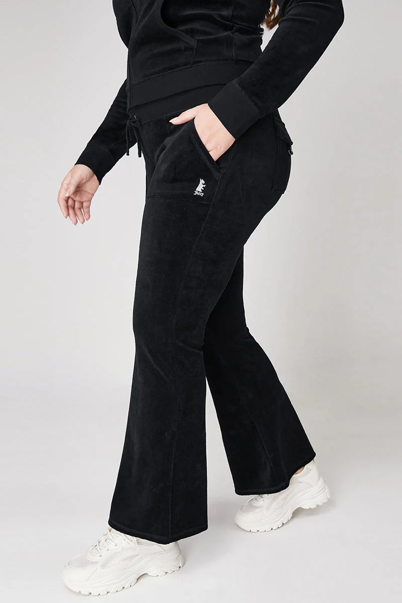 Plus-Size Hollywood Scottie Snap Pocket Cotton Velour Track Pants