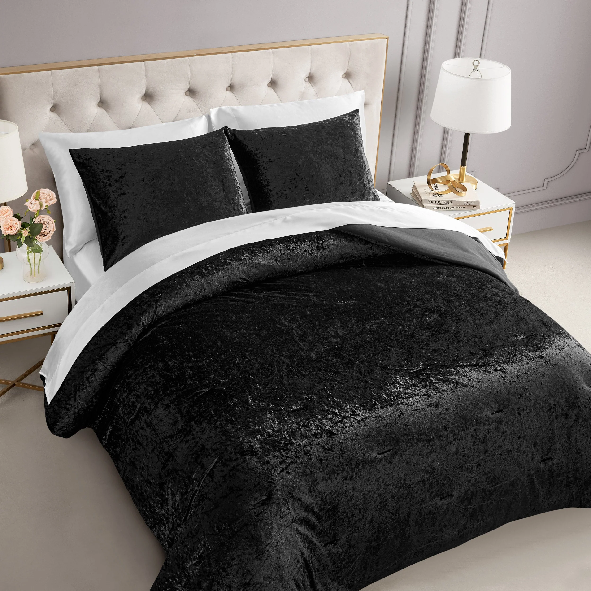 Crushed Velvet Comforter Set