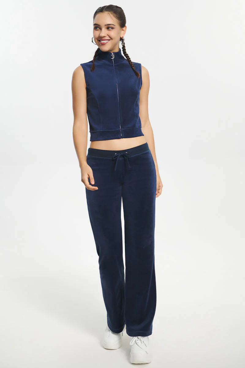 Mockneck Cotton Velour Zip-Up Vest