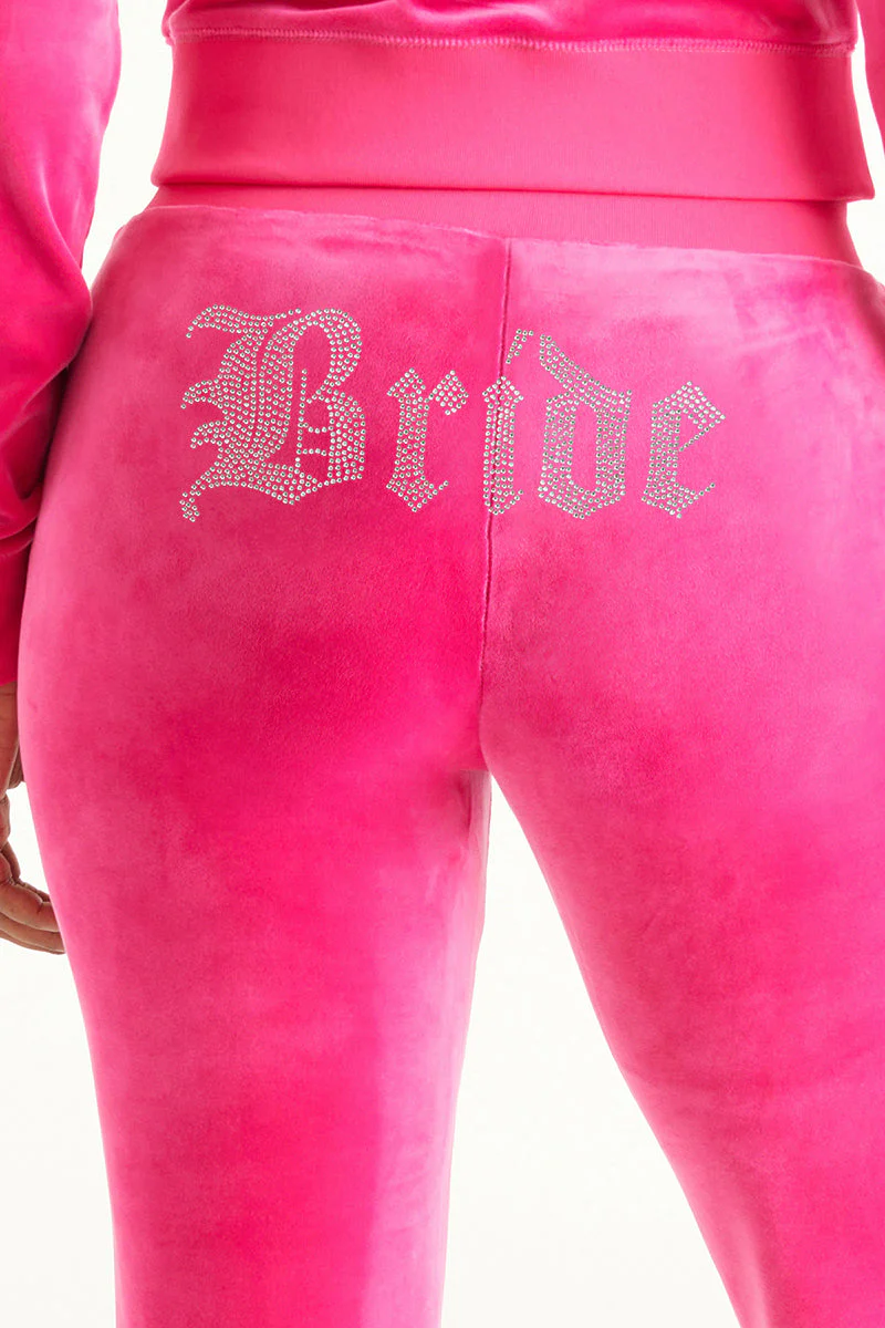 Bride Customizable Big Bling Velour Track Pants
