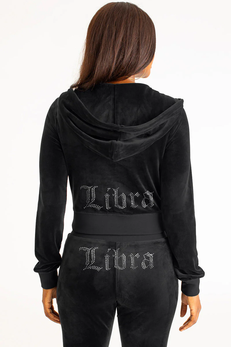 Libra Customizable Big Bling Velour Hoodie