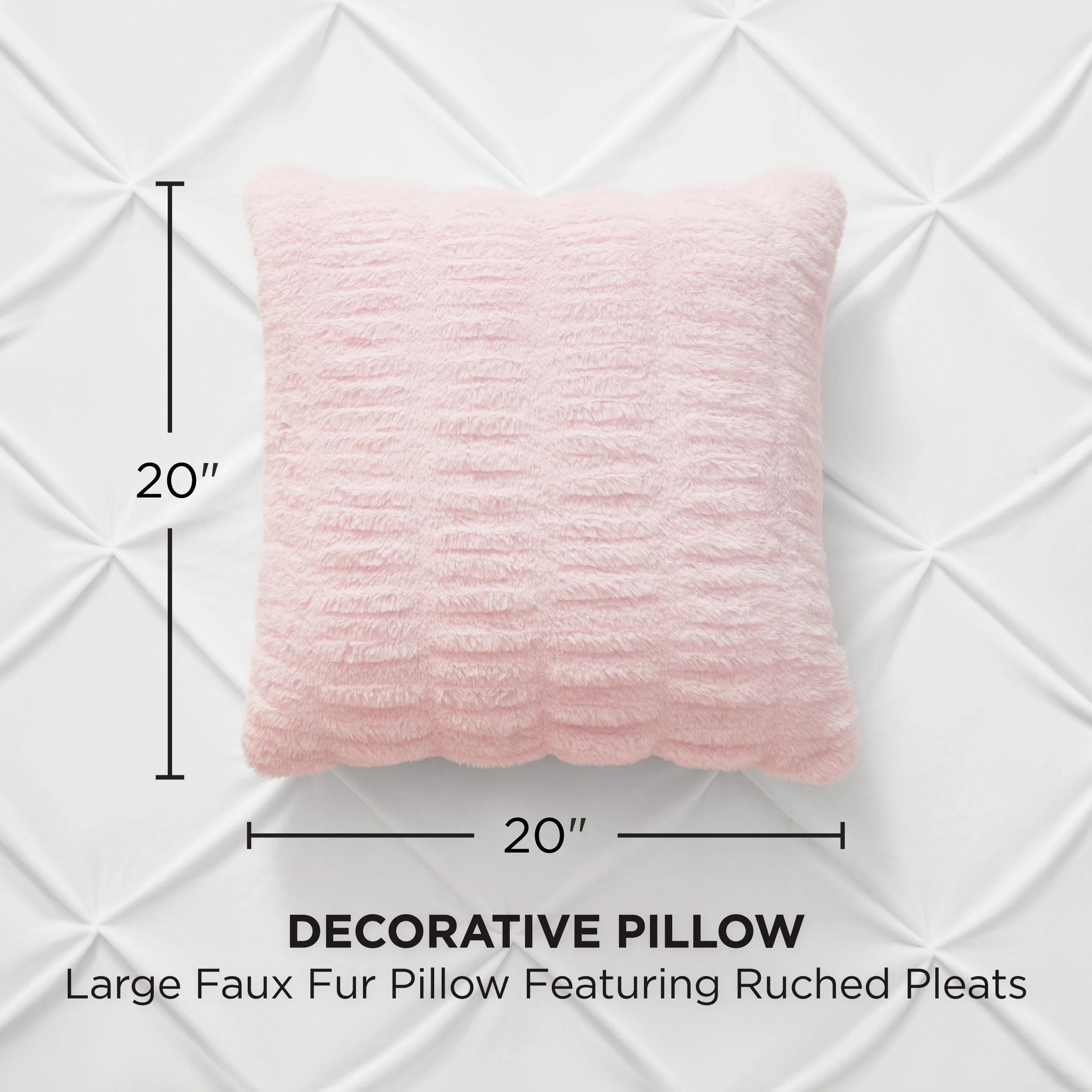 Pleated Faux Fur Decorative Pillow