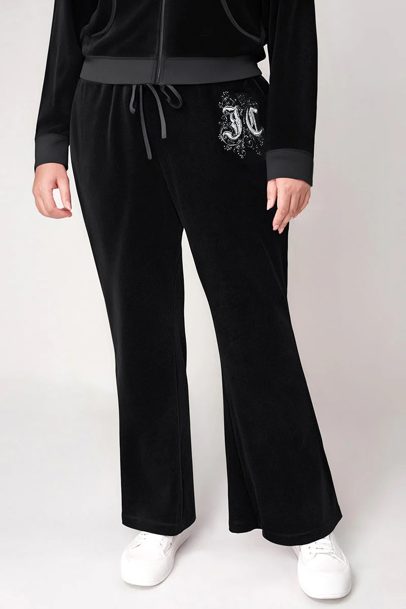 Plus-Size Monogram Heritage Cotton Velour Track Pants