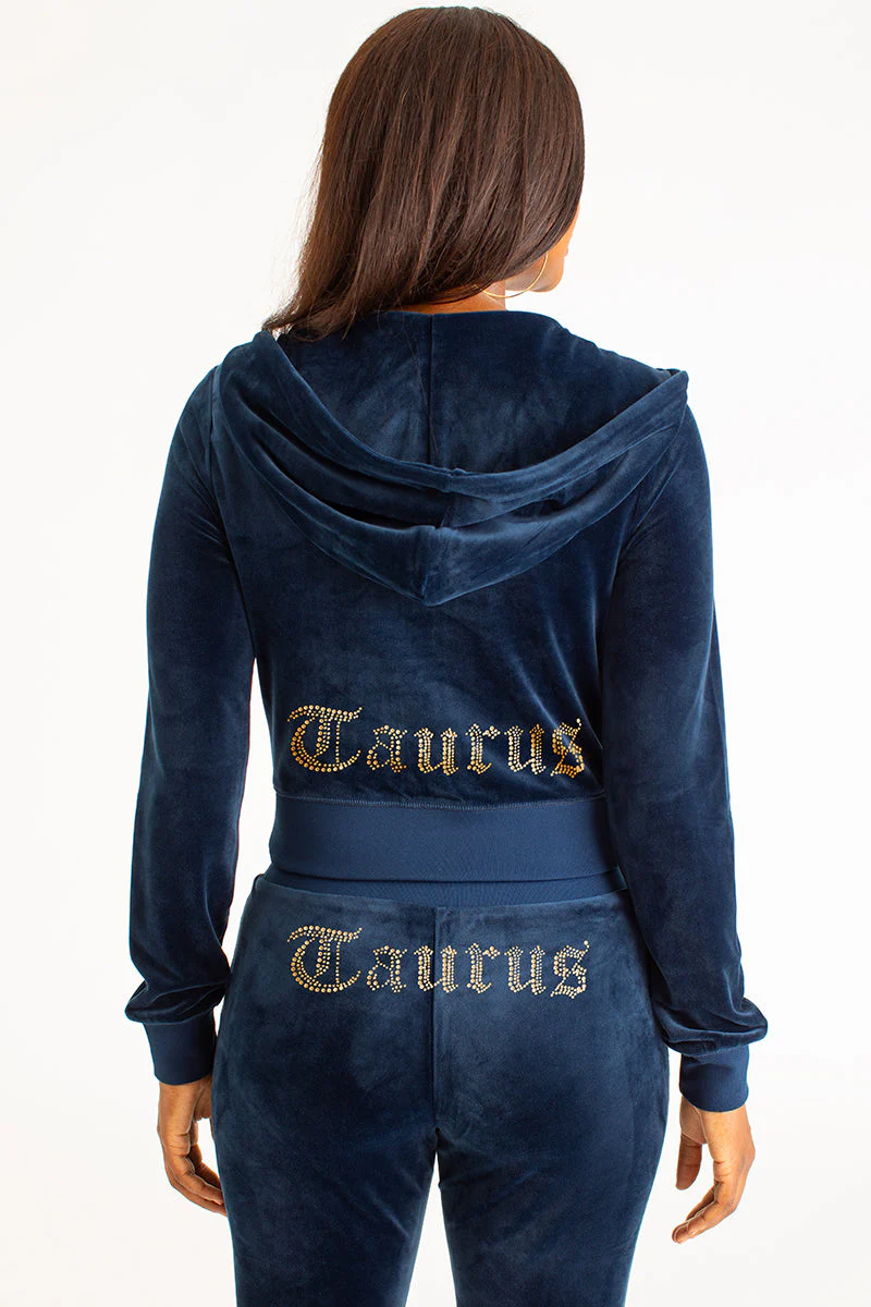 Taurus Customizable Big Bling Velour Hoodie