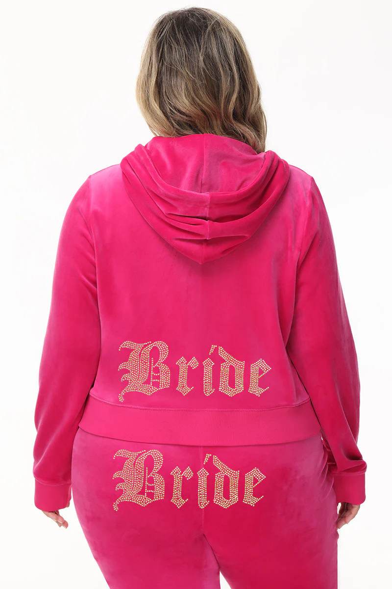 Bride Customizable Big Bling Velour Hoodie
