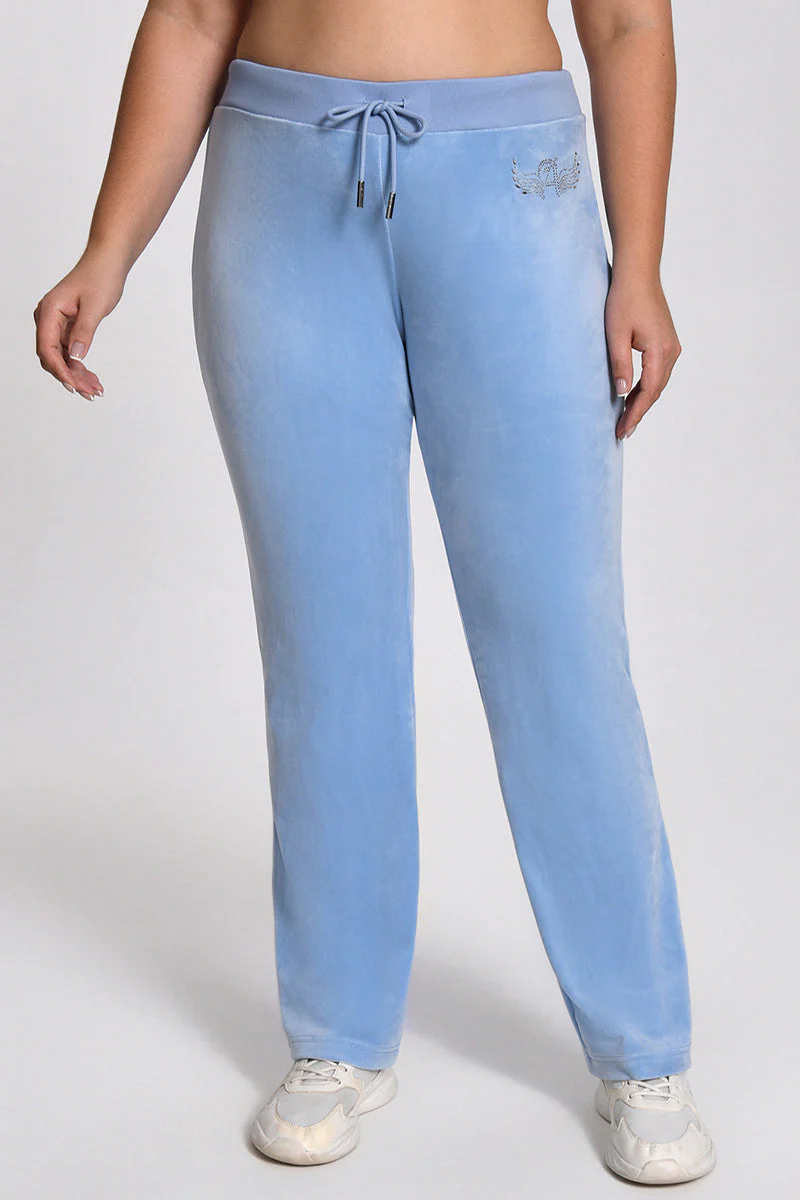 Plus-Size Angel Couture Big Bling Velour Track Pants