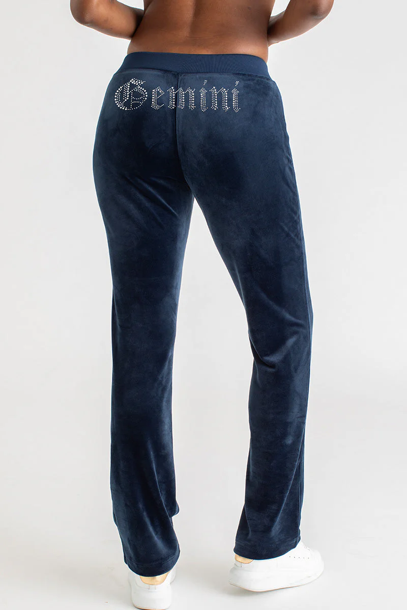 Gemini Customizable Big Bling Velour Track Pants